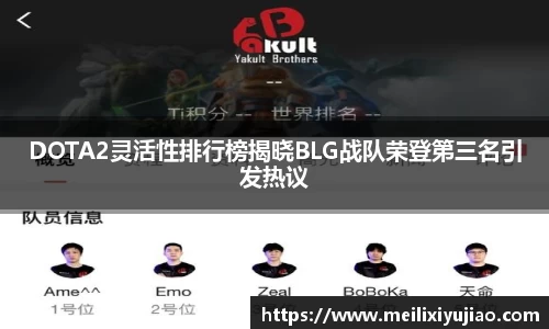 DOTA2灵活性排行榜揭晓BLG战队荣登第三名引发热议